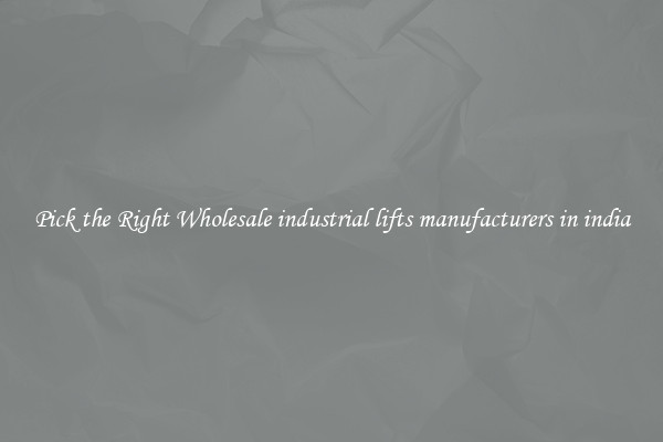 Pick the Right Wholesale industrial lifts manufacturers in india